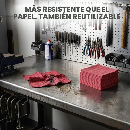 Vista 3 de Toallas de Taller de Algodón Simpli-Magic de 14"x12" (Paquete de 150) – Trapos de Limpieza Reutilizables para Taller para Automóviles, Industrias