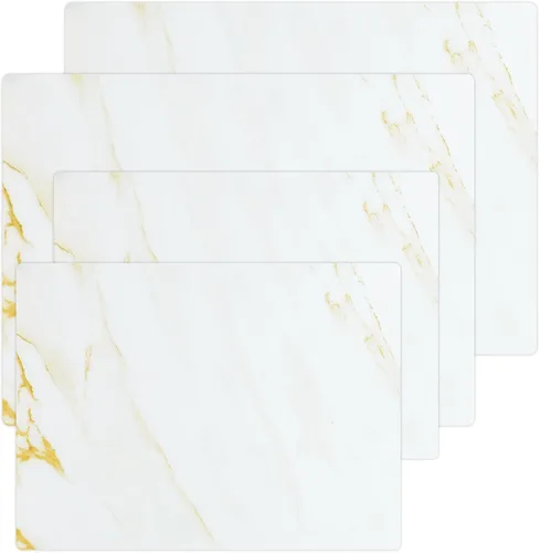Vista 5 de Murrey Home Juego de tablas de cortar de vidrio para encimera de cocina, tablas de cortar de vidrio templado aptas para lavavajillas, pequeña Mármol