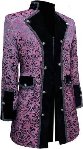 Vista 2 de Chaqueta larga estilo steampunk vintage para hombre, abrigo gótico victoriano