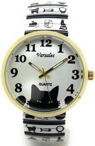 Vista 7 de VERSALES Varsales - Reloj analógico de cuarzo analógico para mujer, diseño de gato y gato