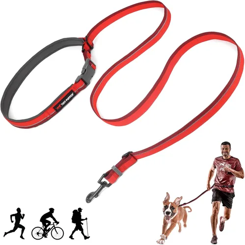 Vista 7 de Correa de perro Tuff Pupper con manos libres de longitud ajustable Ligera para correr, trotar, caminar Cinturón acolchado (61-127 cm) Se
