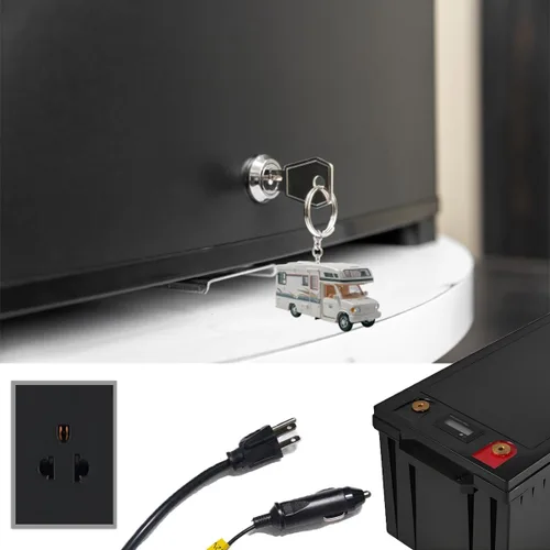 Vista 4 de SMETA Mini refrigerador con cerradura, compacto, bloqueable, sin absorción de ruido, 12 V/110 V, portátil, CC y CA, con bloqueo, para camioneta