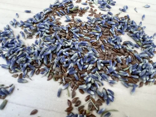 Vista 6 de Almohadilla para ojos de lino orgánico Sacksy Thyme - Lavanda y semillas de lino para relajación, yoga, alivio del estrés - Almohadilla térmica