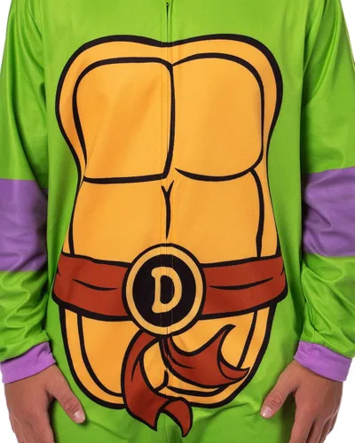 Vista 4 de INTIMO Disfraz de tortuga ninja con capucha para hombre, pijama de dormir para adultos Donatello