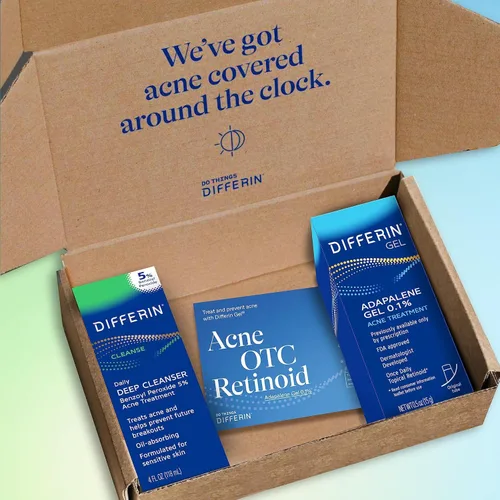 Vista 8 de Kit de cuidado de la piel para acné Differin, tratamiento de acné con retinoide Differin Gel para la cara con 0.1% de adapalene y 5% de peróxido