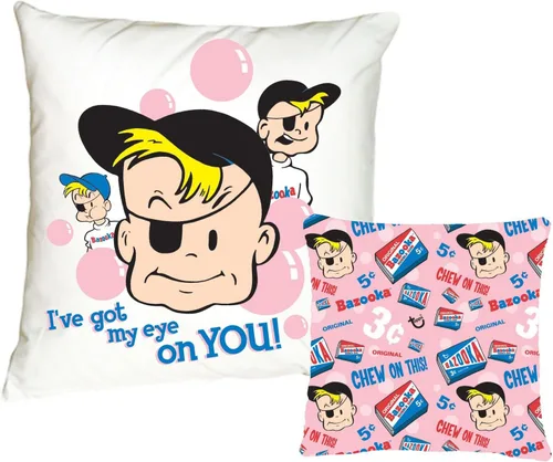 Vista 2 de iscream Bazooka Bubble Gum Bazooka Joe Print - Almohada decorativa de microcuentas de 16 pulgadas