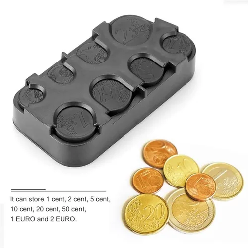 Vista 5 de anso Euro Coin Holder Case Money Storage Box Wallet Organizer (negro)