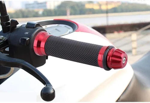 Vista 3 de Agarraderas universales para manillar de motocicleta CNC de goma de aluminio para mango de bicicleta de 7/8 pulgadas (rojo)