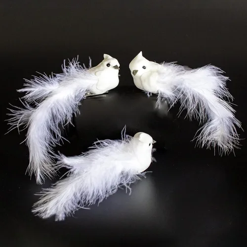 Vista 3 de Juego de 9 decoraciones de pájaro paloma artificial con plumas, regalo para el día de San Valentín, arreglo floral con clip de 6.5 pulgadas