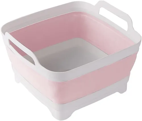 Vista 8 de ddLUCK Lavaplatos plegable con tapón de drenaje con asas de transporte para gran capacidad de 9 L, lavabo, tina plegable para fregadero de caravana