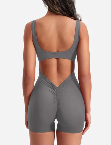 Vista 3 de YEOREO Monos de una pieza para mujer, con control de abdomen, sin mangas, para entrenamiento, espalda descubierta, bodycon, espalda en V