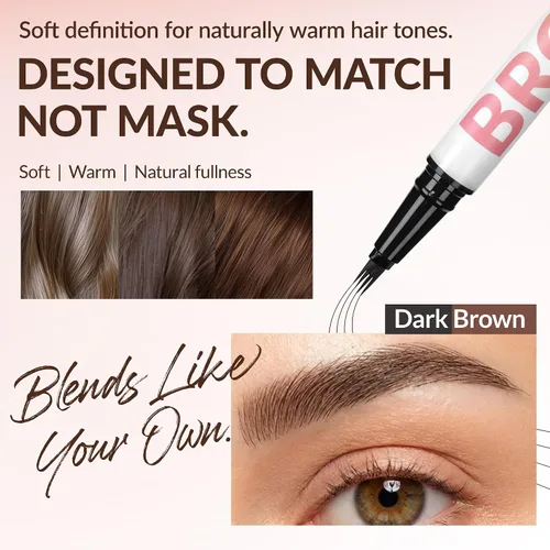Vista 3 de BEPHOLAN Lápiz de cejas marrón líquido de 4 tenedores y punta de pincel preciso, cejas naturales similares al cabello, larga duración durante todo