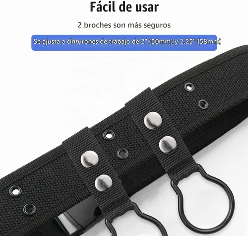 Vista 3 de UIInosoo - Soporte de anillo de linterna de nailon con doble clip para cinturón de servicio, mantiene la linterna de célula D/C Negro 1 paquete