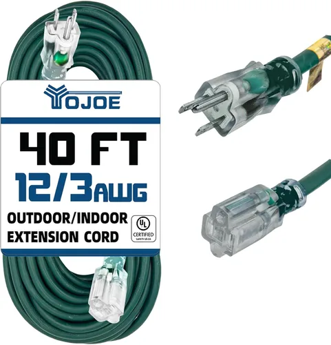 Vista 37 de YOJOE Extensión de cable para interiores y exteriores con extremo iluminado, cable resistente de 3 puntas 15A a prueba de inclemencias del tiempo