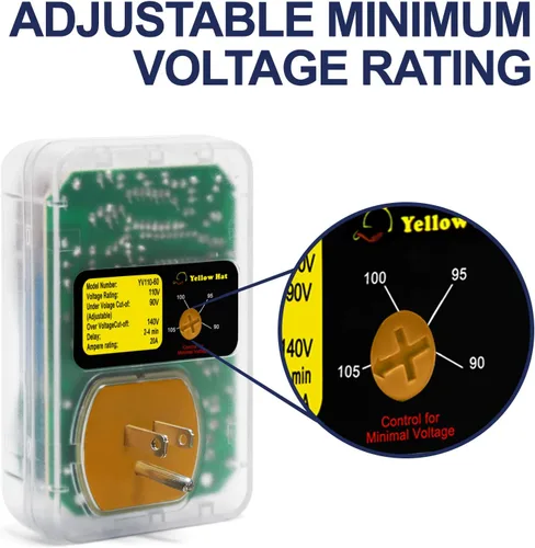 Vista 4 de Protector contra sobretensiones para refrigerador 110V 15A 2200W, supresor de energía Brownout Protector de voltaje con función de retardo, luz