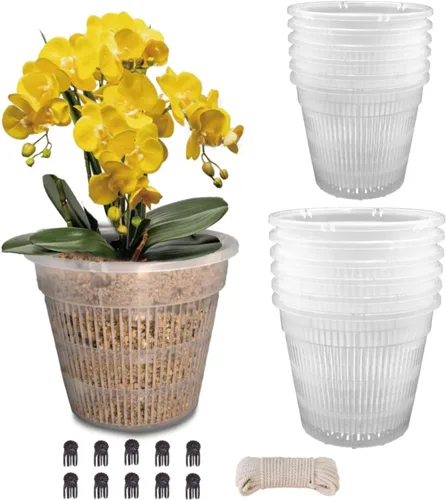 Vista 9 de Macetas para Orquídeas, Paquete de 12 Macetas para Orquídeas de 4.5 Pulgadas con Agujeros, Maceta Ranurada Transpirable para Orquídeas
