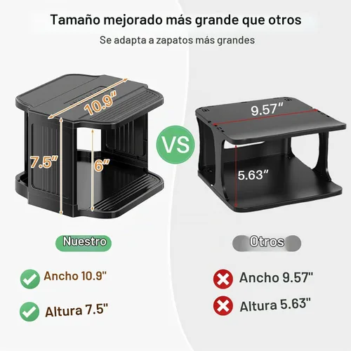 Vista 6 de Zapatero para armario, de 5 niveles apilables, para entrada de puerta delantera, independiente, soporte de plástico estrecho y alto, vertical Negro