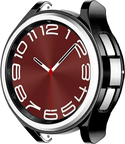 Vista 4 de Funda compatible con Samsung Galaxy Watch 6 Classic de 1.693 in 2023, suave TPU chapado en todo el contorno, a prueba de arañazos, funda protectora