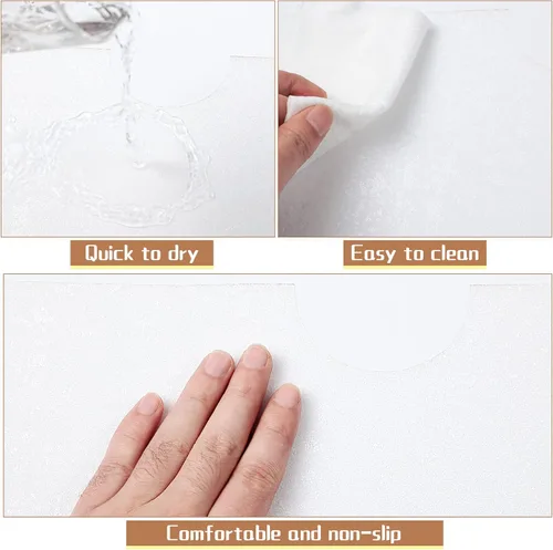 Vista 3 de Amylove 2 rollos de 16 x 40 pulgadas, tapete adhesivo antideslizante transparente para bañera con drenaje recortado antideslizante tapete de baño