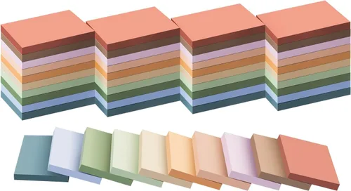 Vista 9 de (50 blocs) notas adhesivas de 1.5 x 2, 10 colores de notas autoadhesivas, almohadillas adhesivas, reciclables, autoadhesivas, fáciles de publicar