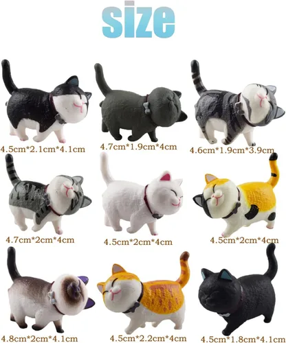 Vista 7 de 9 piezas de lindas figuritas en miniatura de gatos, adorable diseño de jardín de hadas, lindos gatitos para jardín del hogar, lindos cupcakes