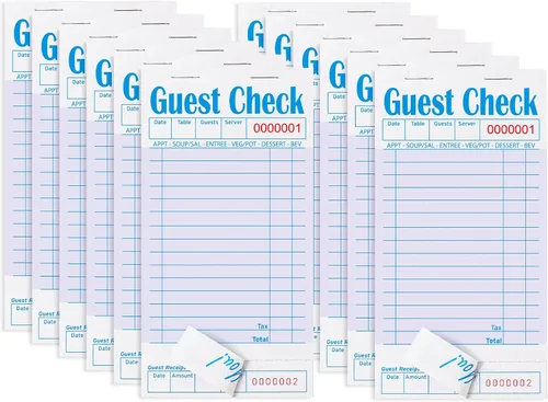 Vista 43 de Libros de cheques de invitados para servidores, bloc de notas de servidor, paquete de 12, papel de color natural, bloc de notas para camarera