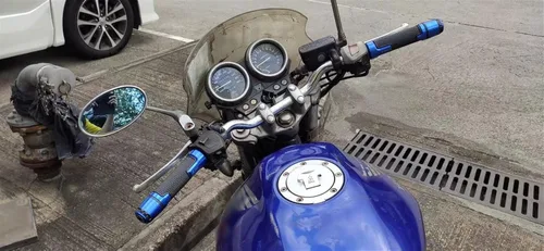 Vista 3 de Tapón para manillar de motocicleta, pomos antideslizantes para mango de scooter extremos de manillar de mano de 7/8 pulgadas 0.866 in con logotipo