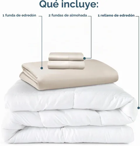 Vista 2 de Nestl Juego de funda de edredón de 4 piezas: funda de edredón 80x90 pulgadas, 2 fundas de almohada y edredón blanco de relleno alternativo