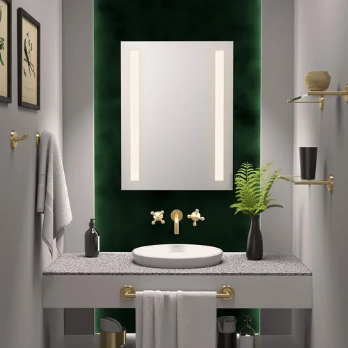 Vista 2 de Gatco 5057 Designer II - Estante de vidrio templado rectangular flotante, latón cepillado, estante de almacenamiento de ducha montado en la pared