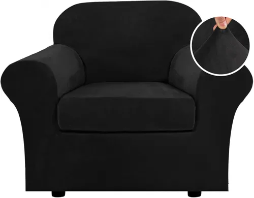 Vista 87 de H.VERSAILTEX - Funda elástica para sofá de 2 piezas, funda protectora de terciopelo, suave, con parte inferior elástica, con un ancho de hasta 49