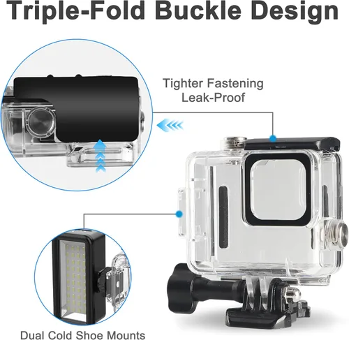 Vista 4 de OKFUN Funda protectora de buceo impermeable para Go Pro Hero 4K, 196 pies/196.9 ft, carcasa duradera para buceo subacuático, esnórquel, surf