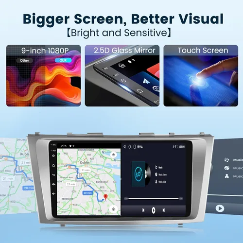 Vista 7 de Radio de coche 5GHz-WiFi 2G+64G para Toyota Camry 2006 2007 2008 2009 2010 2011 con CarPlay Android Auto, 9 pulgadas pantalla táctil Android 15