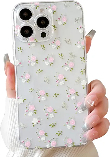 Vista 22 de Lovmooful Funda para iPhone 16 Pro, diseño floral transparente, flor negra