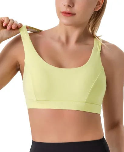 Vista 2 de RUNNING GIRL Sujetador deportivo para mujer, soporte medio alto, espalda cruzada con tiras acolchadas para entrenamiento