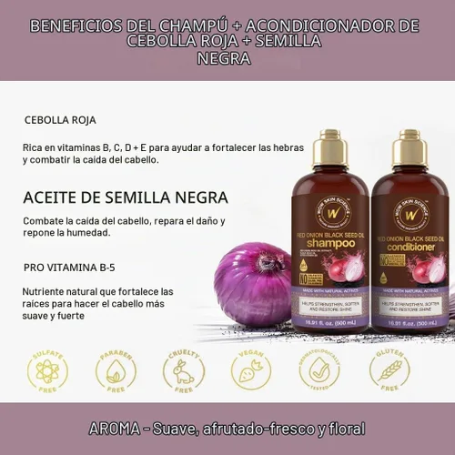 Vista 8 de WOW Skin Science Champú y acondicionador Red Onion Black Seed Duo 16.9 oz