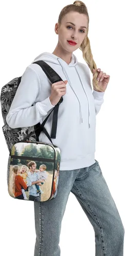 Vista 7 de Fiambrera personalizada, bolsa de almuerzo personalizada, añade tu foto, texto, logotipo, bolsa de almuerzo a prueba de polvo para oficina, picnic