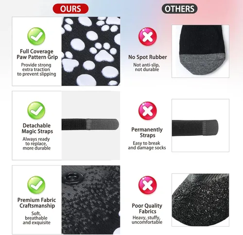 Vista 4 de BINGPET 6 calcetines para perros para evitar lamer patas con agarres para suelos de madera dura, antideslizantes, zapatos de invierno para mascotas