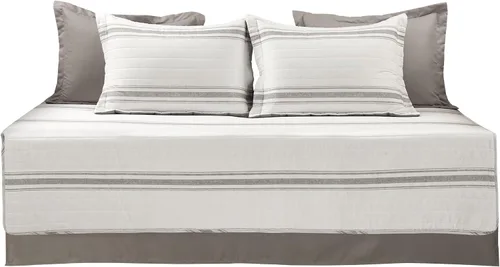 Vista 8 de Lush Decor Juego para sofá cama de 3 piezas, a rayas, estilo rústico, color gris