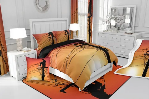 Vista 6 de Erosebridal Lineman - Cortina de ducha para niños y hombres, electricista, liniero, cortina con estampado de silueta de estilo europeo, cortina