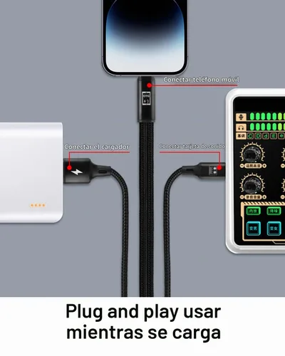 Vista 3 de GELRHONR Cable de tarjeta de sonido USB C OTG, 2 en 1, tipo C, cable de audio para transmisión en vivo, grabación, chat de voz, karaoke