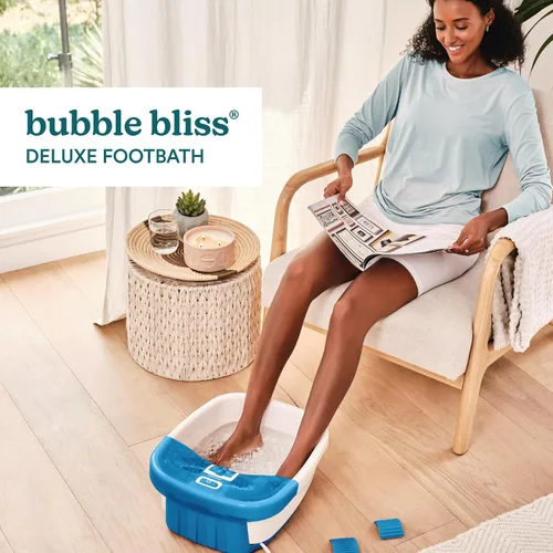 Vista 2 de HoMedics Bubble Bliss Deluxe - Spa de pies con arco de masaje de calor, 3 accesorios de acupresión, protección contra salpicaduras, nodos elevados