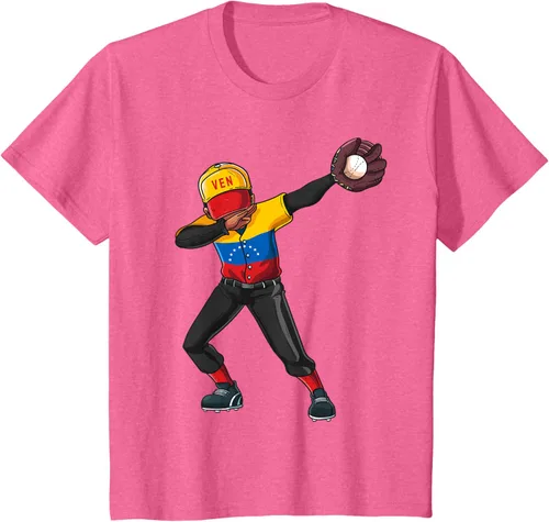 Vista 55 de Baseball Dabbing Venezuela Player Catcher Pitcher Hombres Niños Camiseta, Negro