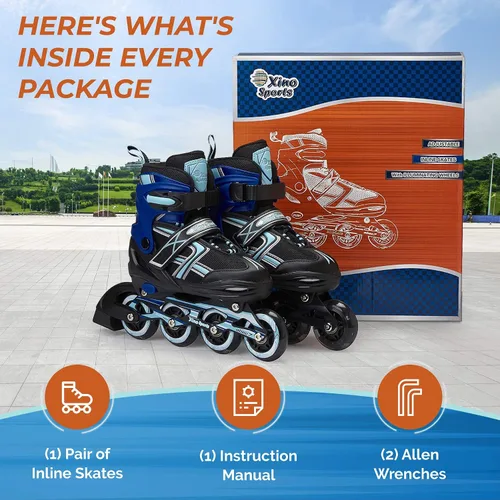 Vista 5 de Xino Sports Patines en línea para niños y niñas – Patines ajustables con ruedas iluminadas LED – Patines juveniles para interiores y exteriores