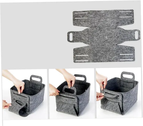 Vista 4 de Cesta organizadora de fieltro resistente, cesta de almacenamiento plegable para juguetes, libros, ropa, lavandería, tamaño mediano