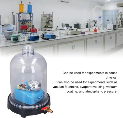 Vista 2 de Tarro de vacío con base, cámara de vacío, tarro de plástico de laboratorio Física de sonido Herramienta científica experimental para experimento