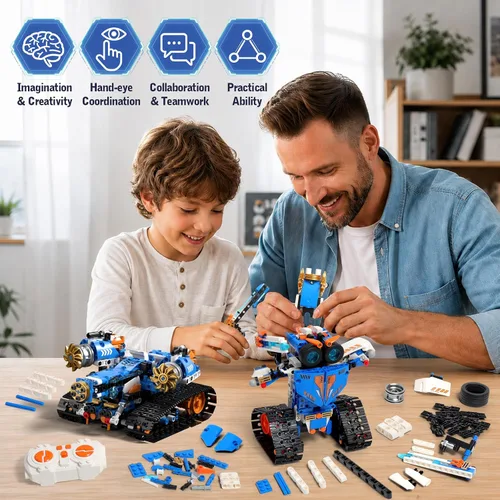Vista 3 de Kit de construcción de robot STEM 3 en 1 588 piezas, robótica