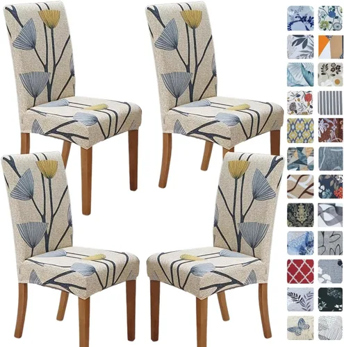 Vista 65 de SPRINGRICO Juego de 4 fundas para sillas de comedor, fundas elásticas para sillas de comedor, de elastano lavables, fundas para sillas Parsons