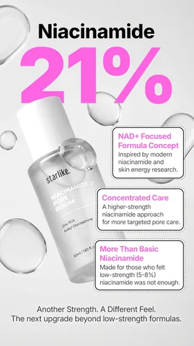 Vista 3 de starlike Suero de poros al 21% de niacinamida I 1.69 fl oz (1.7 fl oz) I Suero facial hidratante y equilibrante de aceite I Suero facial calmante
