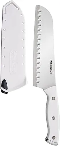 Vista 10 de Farberware Edgekeeper Cuchillo Santoku con triple remache con cubierta de hoja autoafilable, cuchillo de cocina de acero inoxidable de alto carbono