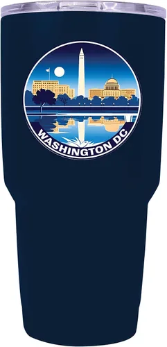 Vista 12 de Washington, D.C. Souvenir - Vaso aislado de acero inoxidable, 24 onzas, color negro, A